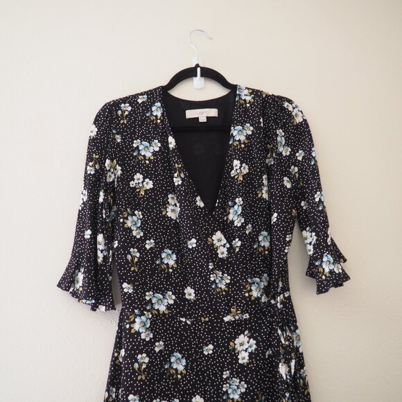 Loft Floral Polka Dot Wrap Skort Romper sz 4 - Picture 3 of 5